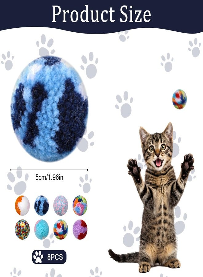 Bruislard 8 Pcs Woolen Yarn Cat Ball Toys Assorted Color Soft Fuzzy Pom Pom Balls Interactive Cat Chasing Toys for Indoor Cats Kittens - Image 5
